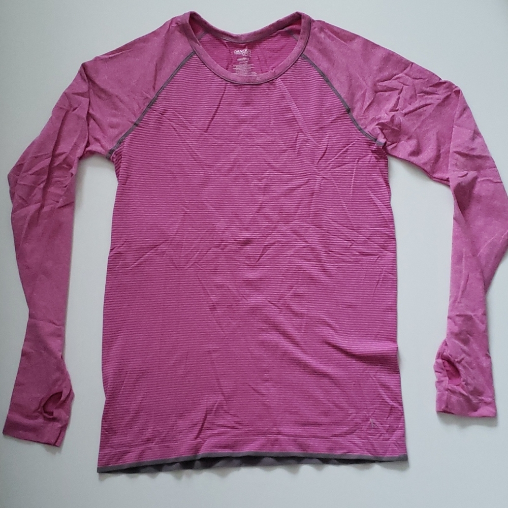 Danskin Now Pink semi-fitted Stripe Shirt